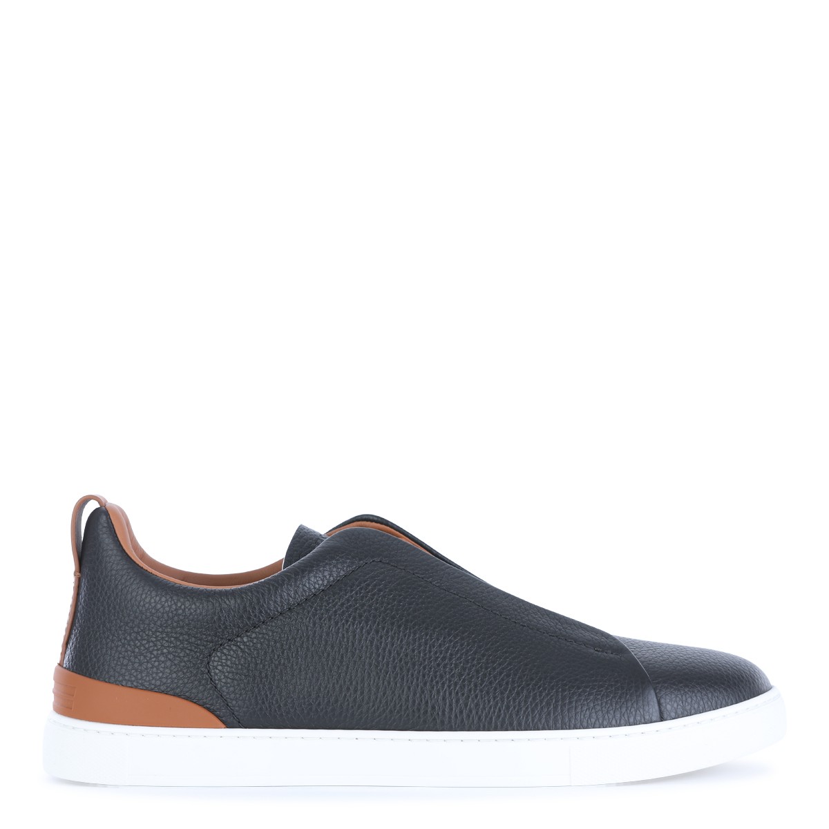 BLACK LEATHER TRIPLE STITCH SNEAKERS
