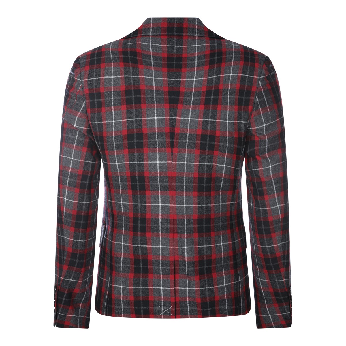 CHARCOAL AND RED VIRGIN WOOL BLAZER