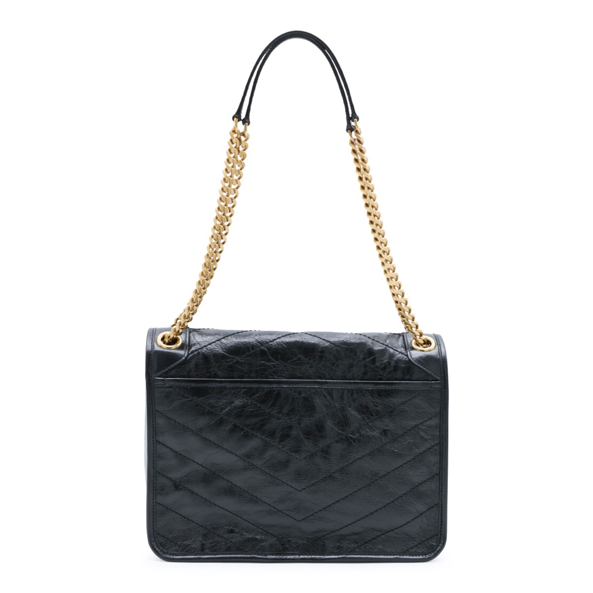 BLACK LEATHJER NIKI SHOULDER BAG
