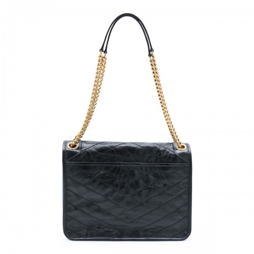 BLACK LEATHJER NIKI SHOULDER BAG