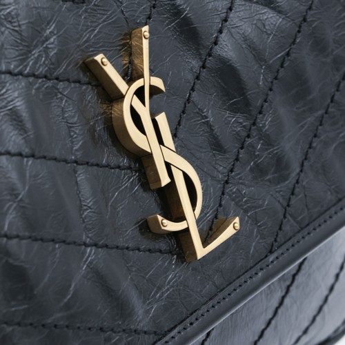 BLACK LEATHJER NIKI SHOULDER BAG