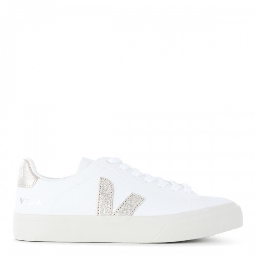 WHITE AND PLATINUM LEATHER CAMPO SNEAKERS