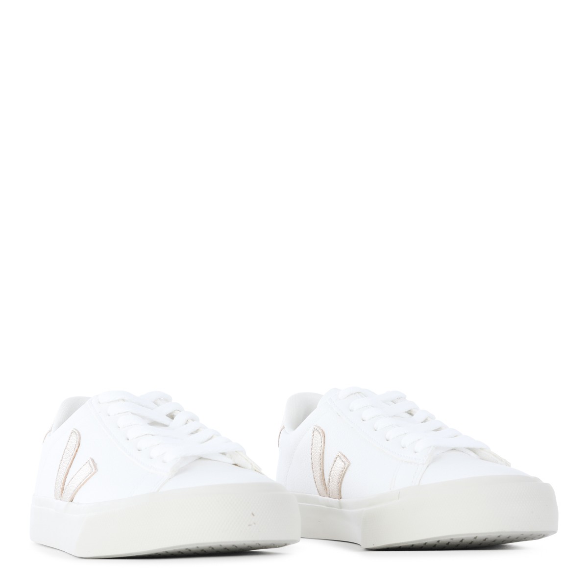 WHITE AND PLATINUM LEATHER CAMPO...