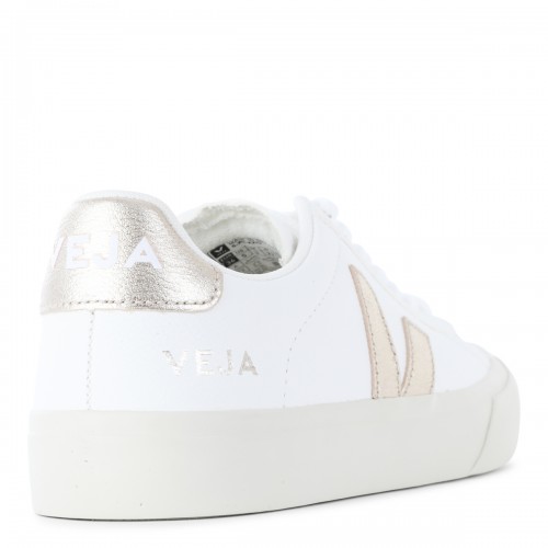 WHITE AND PLATINUM LEATHER CAMPO SNEAKERS