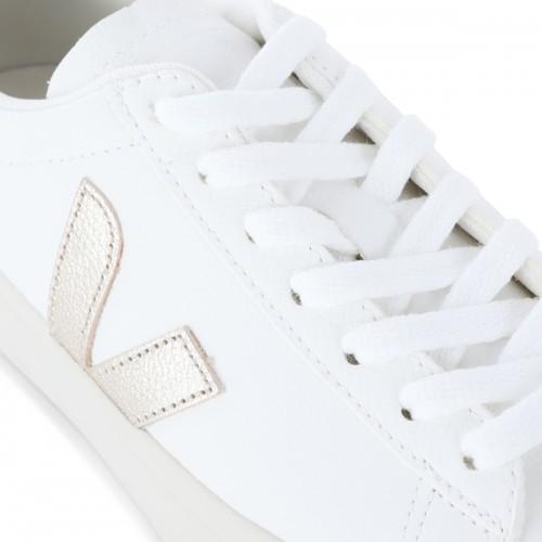 WHITE AND PLATINUM LEATHER CAMPO SNEAKERS