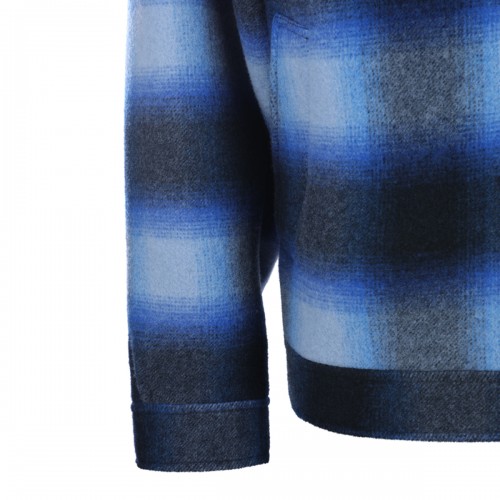 BLUE AND BLACK WOOL CHECK CASUAL JACKET