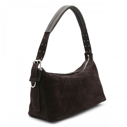 DARK BROWN LEATHER BAGUETTE SHOULDER BAG