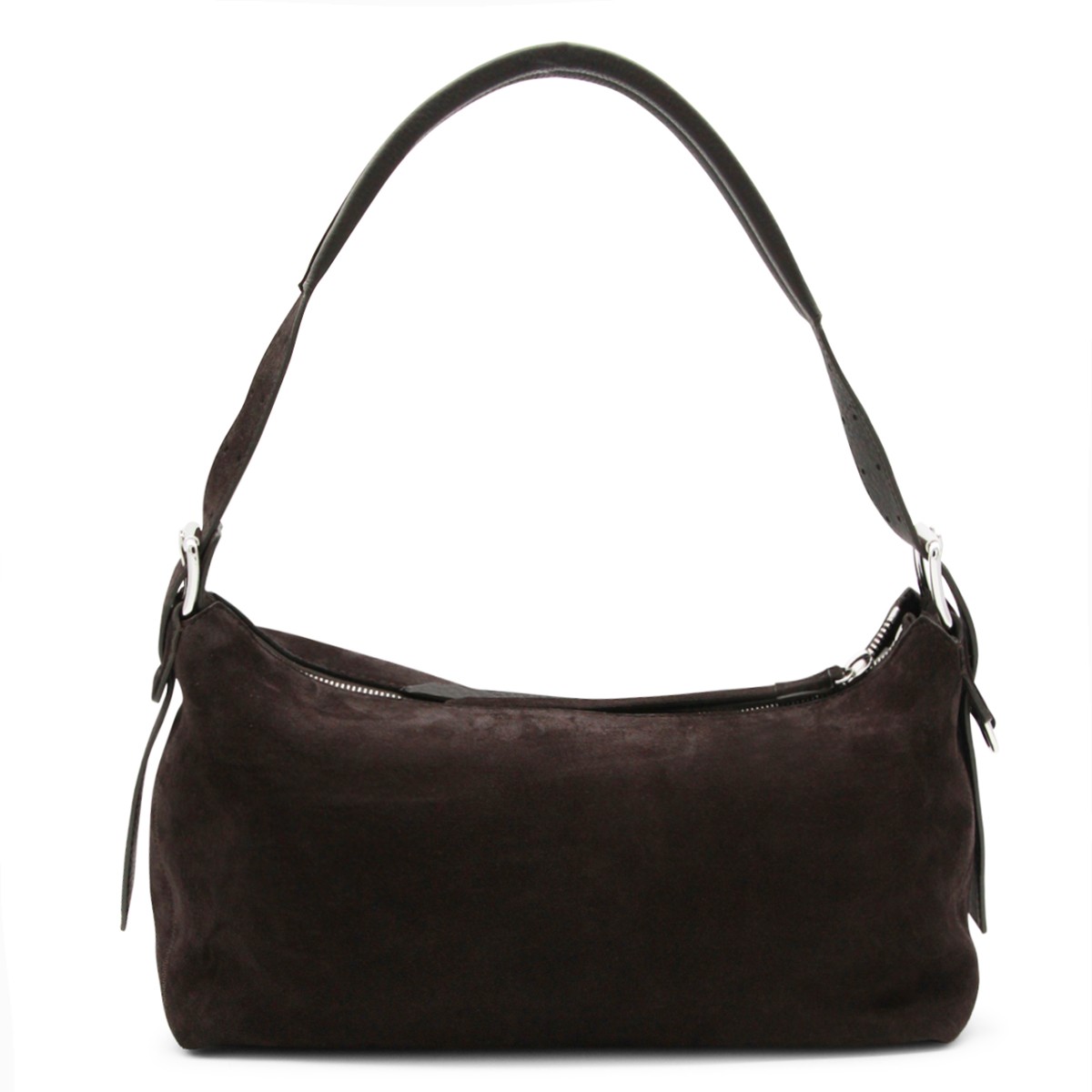 DARK BROWN LEATHER BAGUETTE SHOULDER BAG