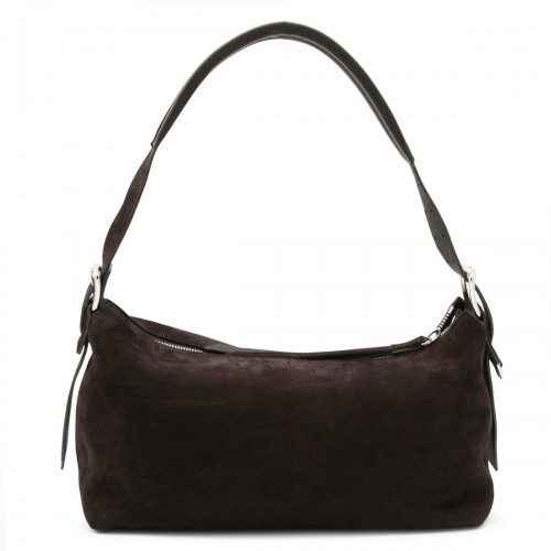 DARK BROWN LEATHER BAGUETTE SHOULDER BAG