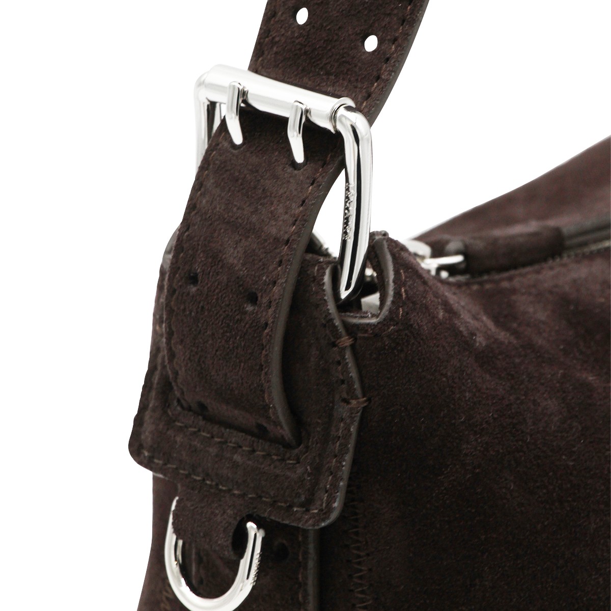 DARK BROWN LEATHER BAGUETTE SHOULDER BAG