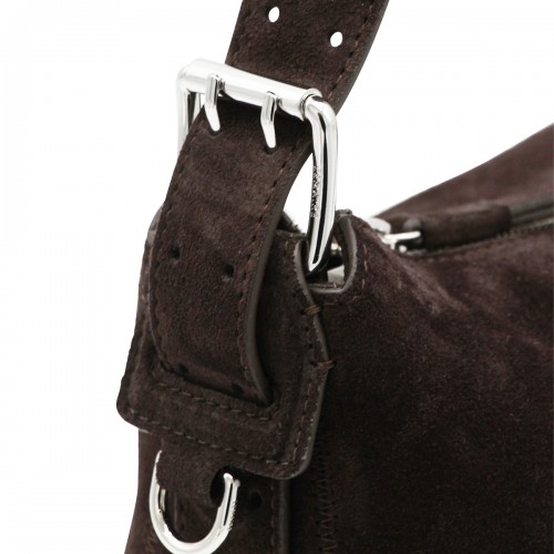 DARK BROWN LEATHER BAGUETTE SHOULDER BAG