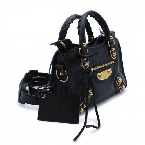 BLACK LEATHER LE CITY UPTOWN MINI TOP HANDLE BAG