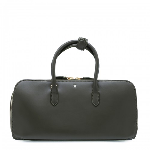 DARK GREEN LEATHER DELTA SMALL TOP HANDLE BAG