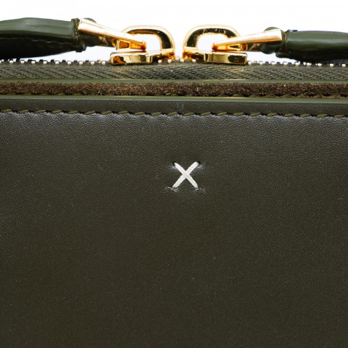 DARK GREEN LEATHER DELTA SMALL TOP HANDLE BAG