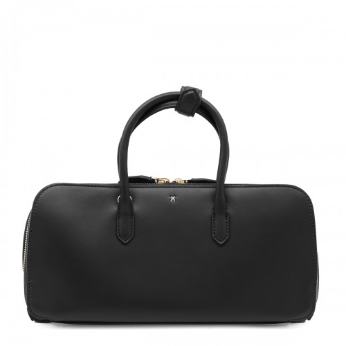 BLACK LEATHER DELTA SMALL TOP HANDLE BAG
