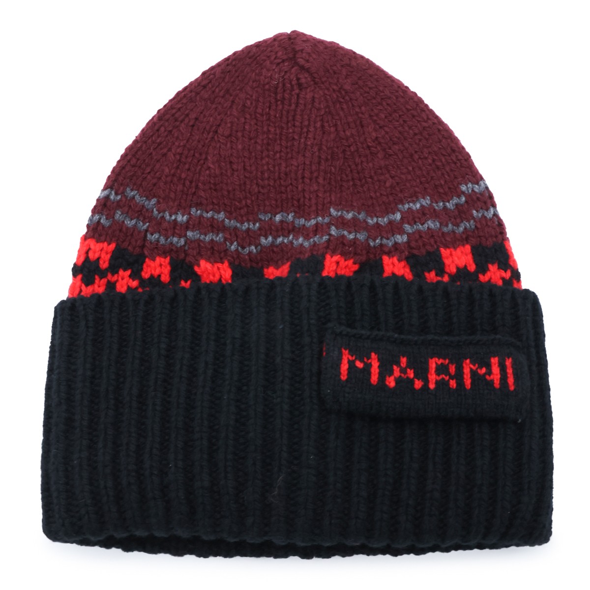 MULTICOLOR WOOL GEOMETRIC BEANIE