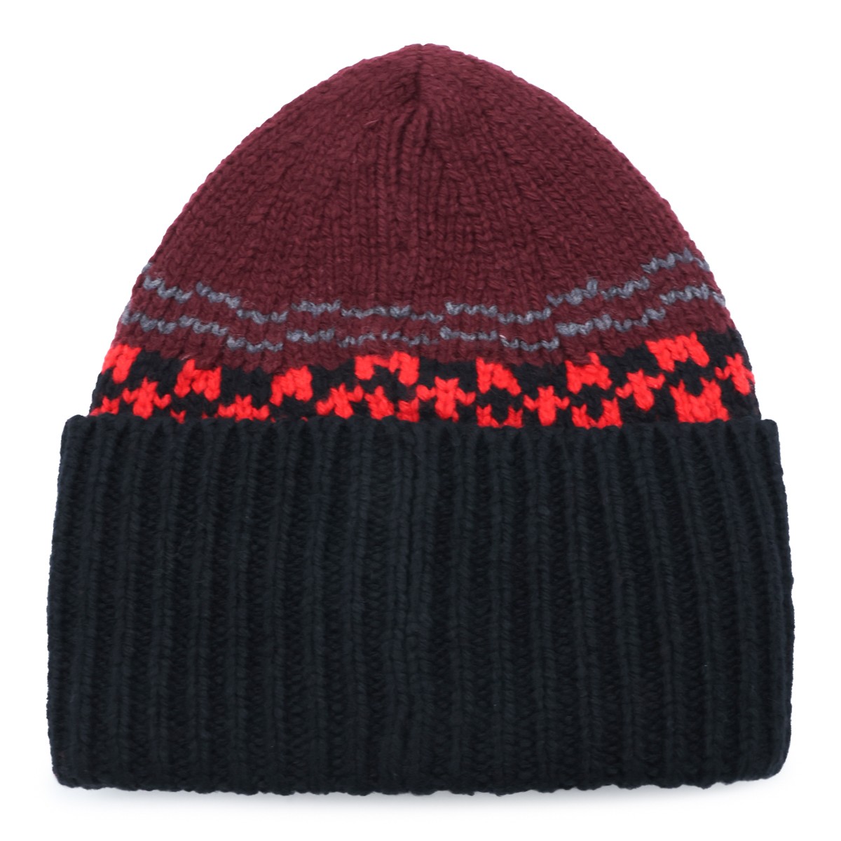 MULTICOLOR WOOL GEOMETRIC BEANIE