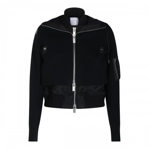 BLACK COTTON SPONGE SWEATSHIRT