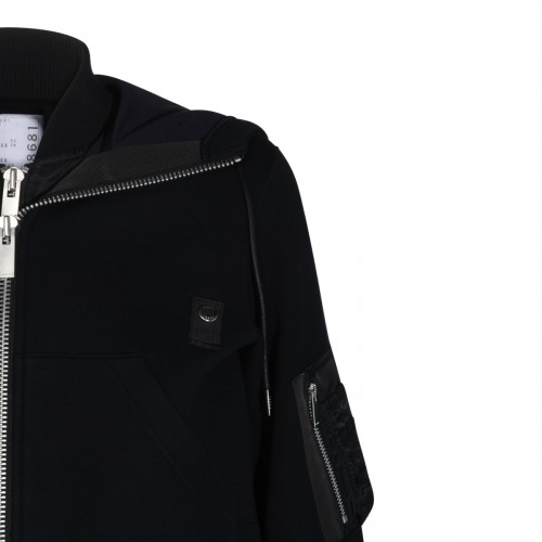 BLACK COTTON SPONGE SWEATSHIRT