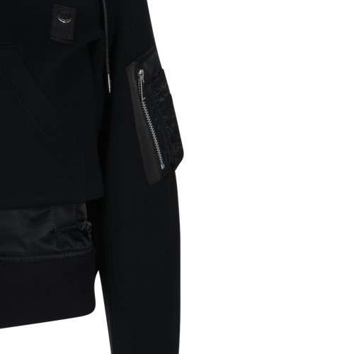 BLACK COTTON SPONGE SWEATSHIRT