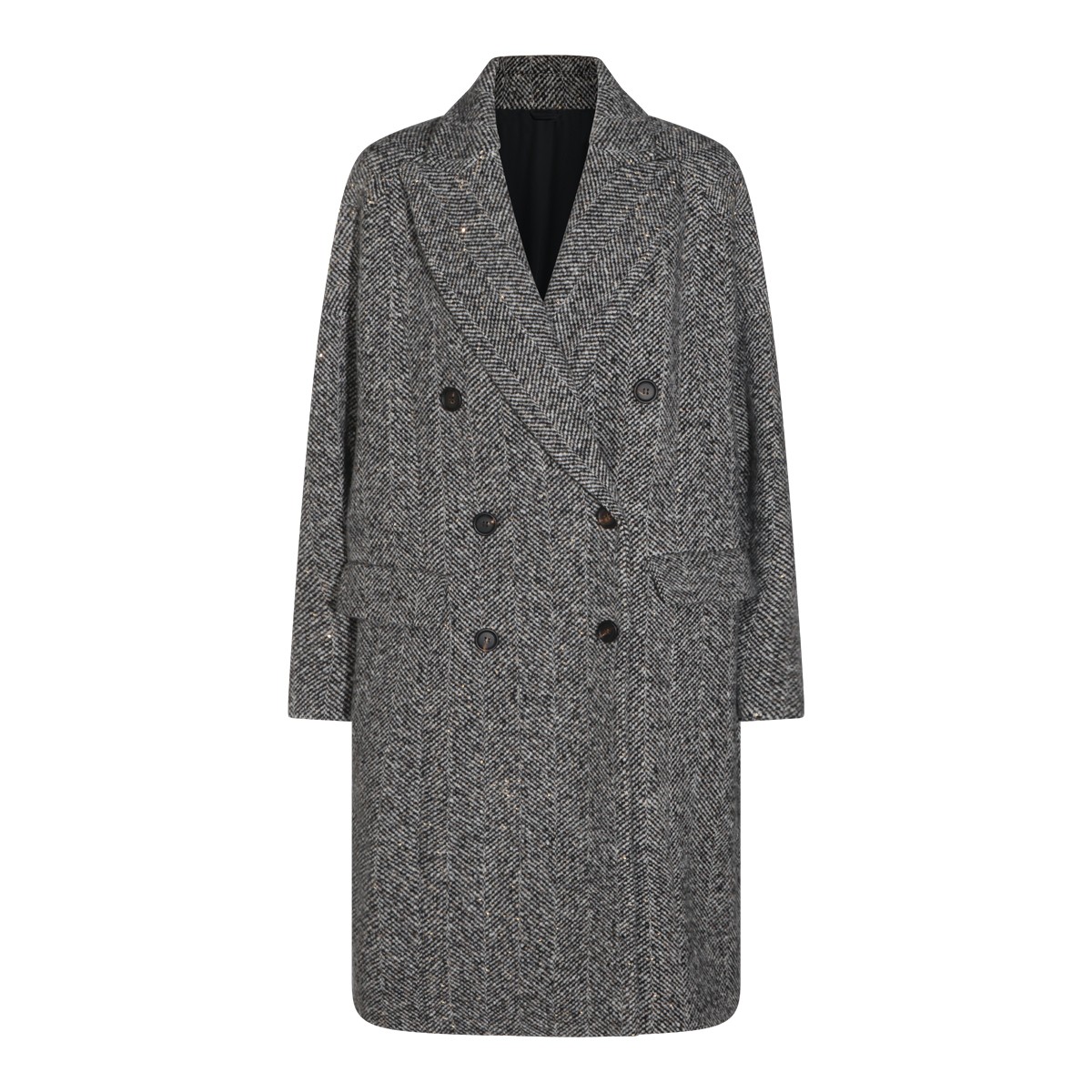 PANAMA AND BLACK VIRGIN WOOL LONG COAT