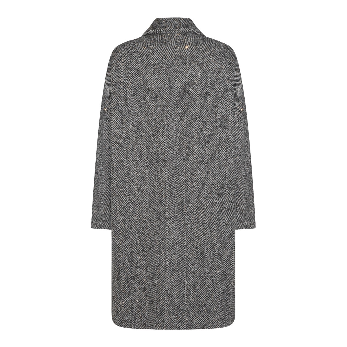 PANAMA AND BLACK VIRGIN WOOL LONG COAT