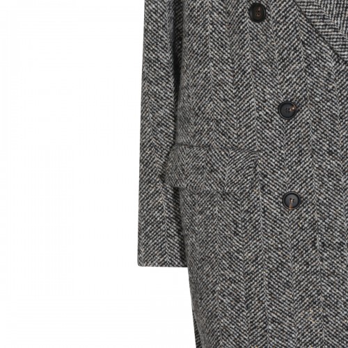 PANAMA AND BLACK VIRGIN WOOL LONG COAT