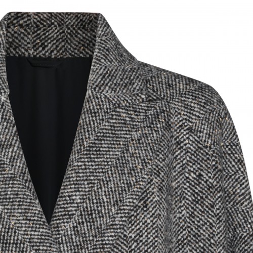 PANAMA AND BLACK VIRGIN WOOL LONG COAT