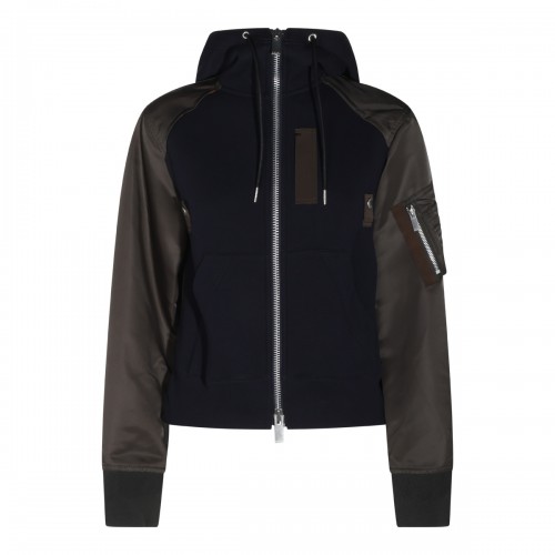 NAVY AND KHAKI COTTON SPONGE SWEATSHIRT