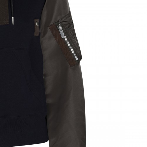 NAVY AND KHAKI COTTON SPONGE SWEATSHIRT
