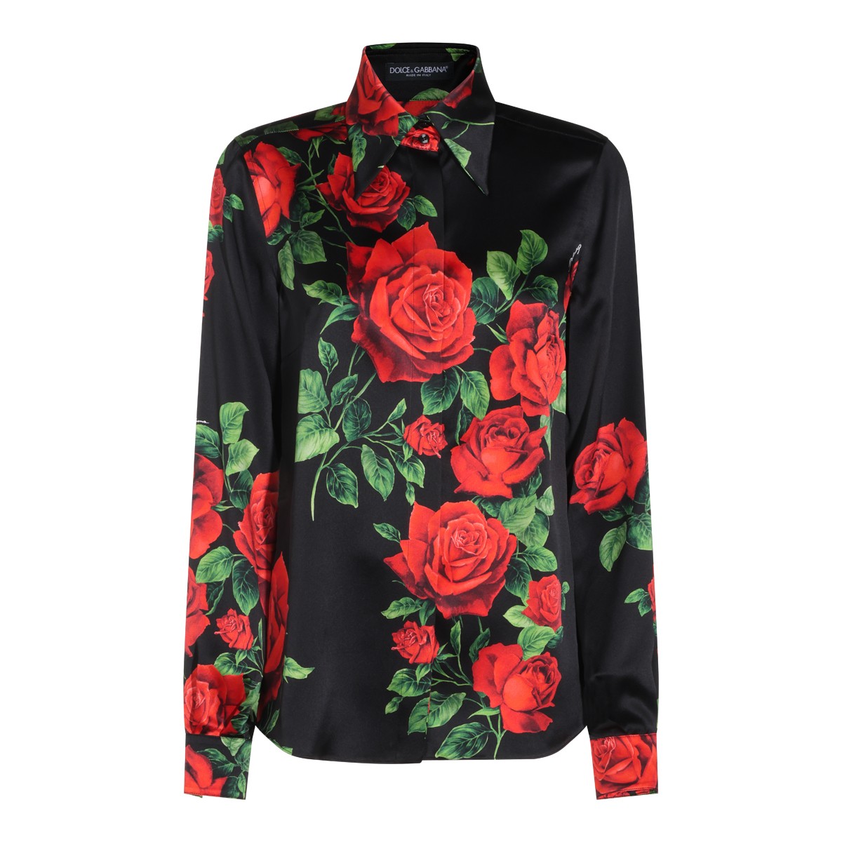 MULTICOLOR SILK ROSE PRINT SHIRT