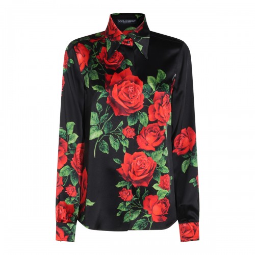MULTICOLOR SILK ROSE PRINT SHIRT