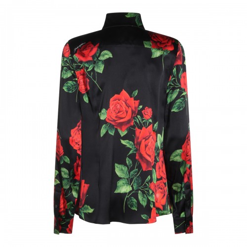 MULTICOLOR SILK ROSE PRINT SHIRT