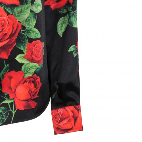 MULTICOLOR SILK ROSE PRINT SHIRT