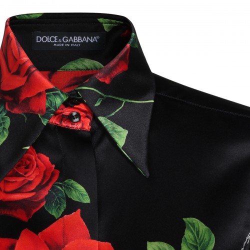 MULTICOLOR SILK ROSE PRINT SHIRT