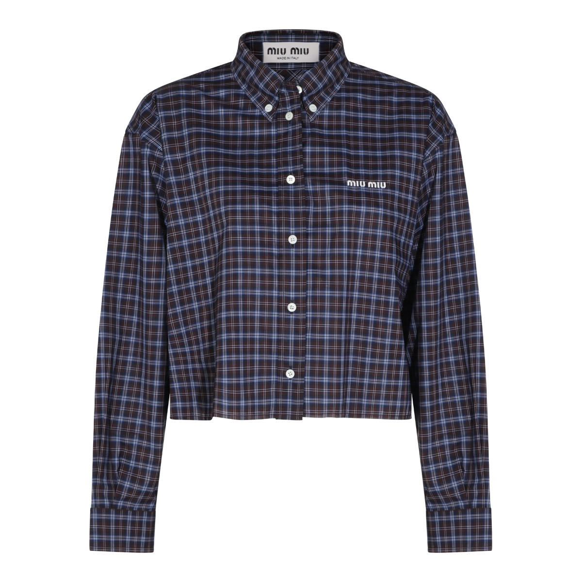 BROWN AND BLUE COTTON SHIRT