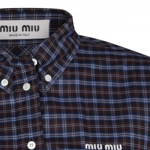 BROWN AND BLUE COTTON SHIRT