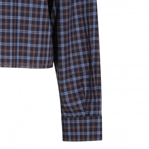 BROWN AND BLUE COTTON SHIRT