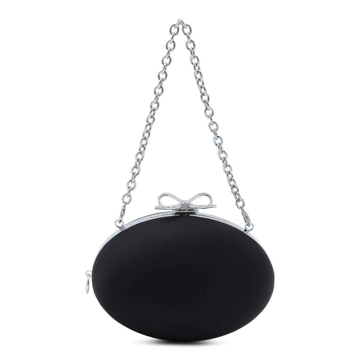 BLACK SATIN OVAL CLUTCH