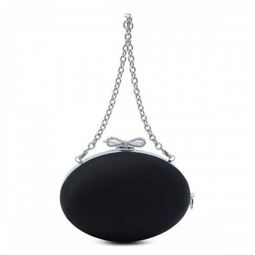 BLACK SATIN OVAL CLUTCH 2