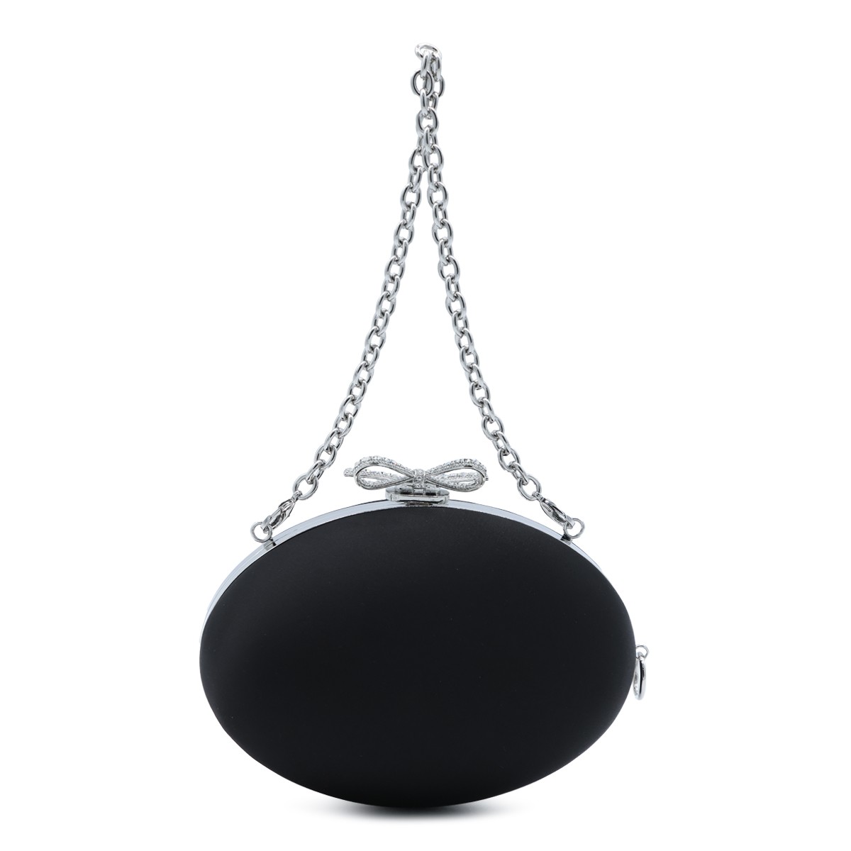 BLACK SATIN OVAL CLUTCH