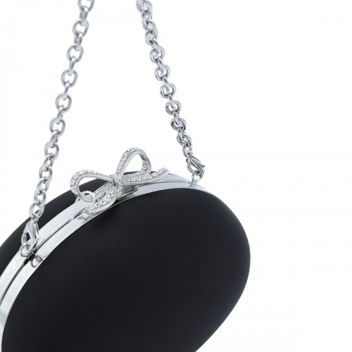 BLACK SATIN OVAL CLUTCH