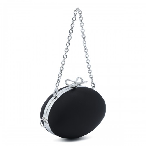 BLACK SATIN OVAL CLUTCH