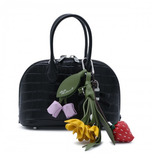 BLACK LEATHER CROC TOAST MINI BAG