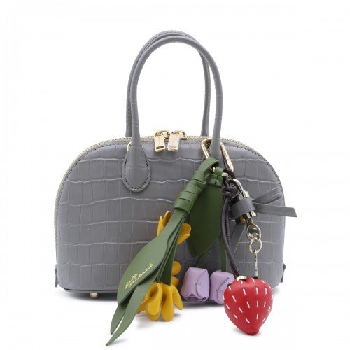 GREY LEATHER CROC TOAST MINI BAG
