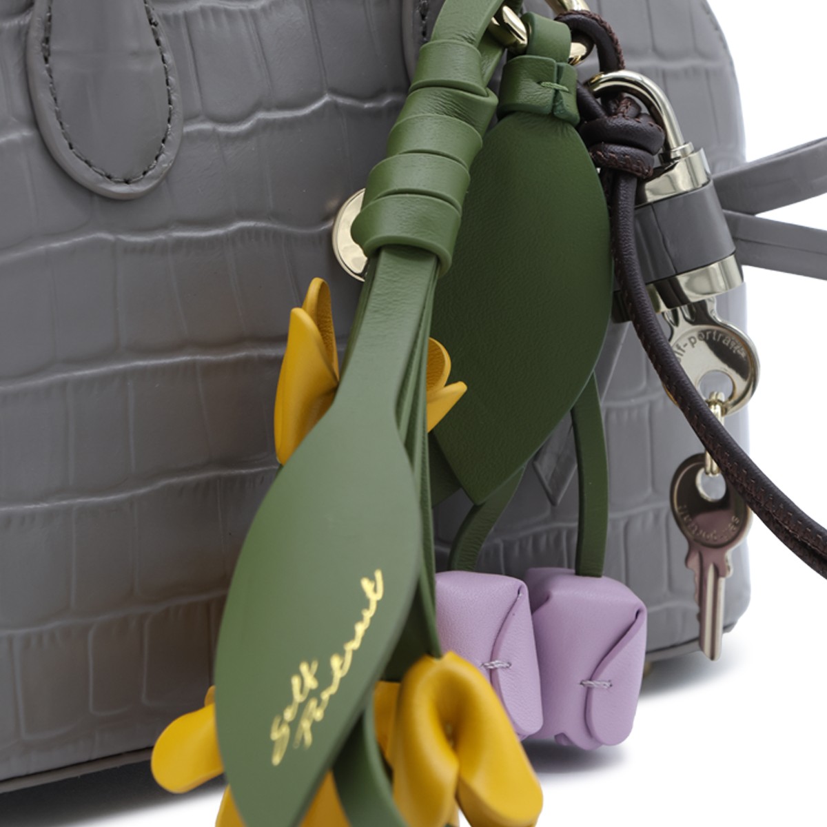 GREY LEATHER CROC TOAST MINI BAG