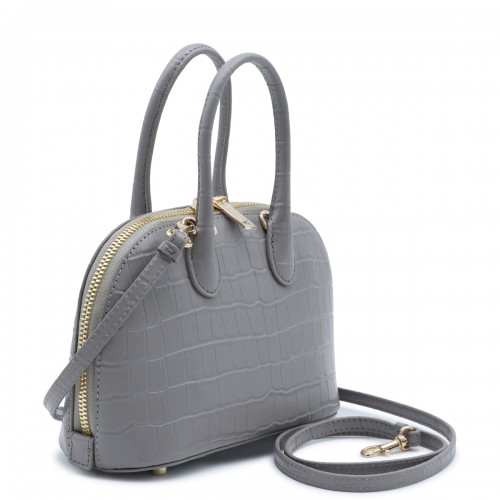 GREY LEATHER CROC TOAST MINI BAG