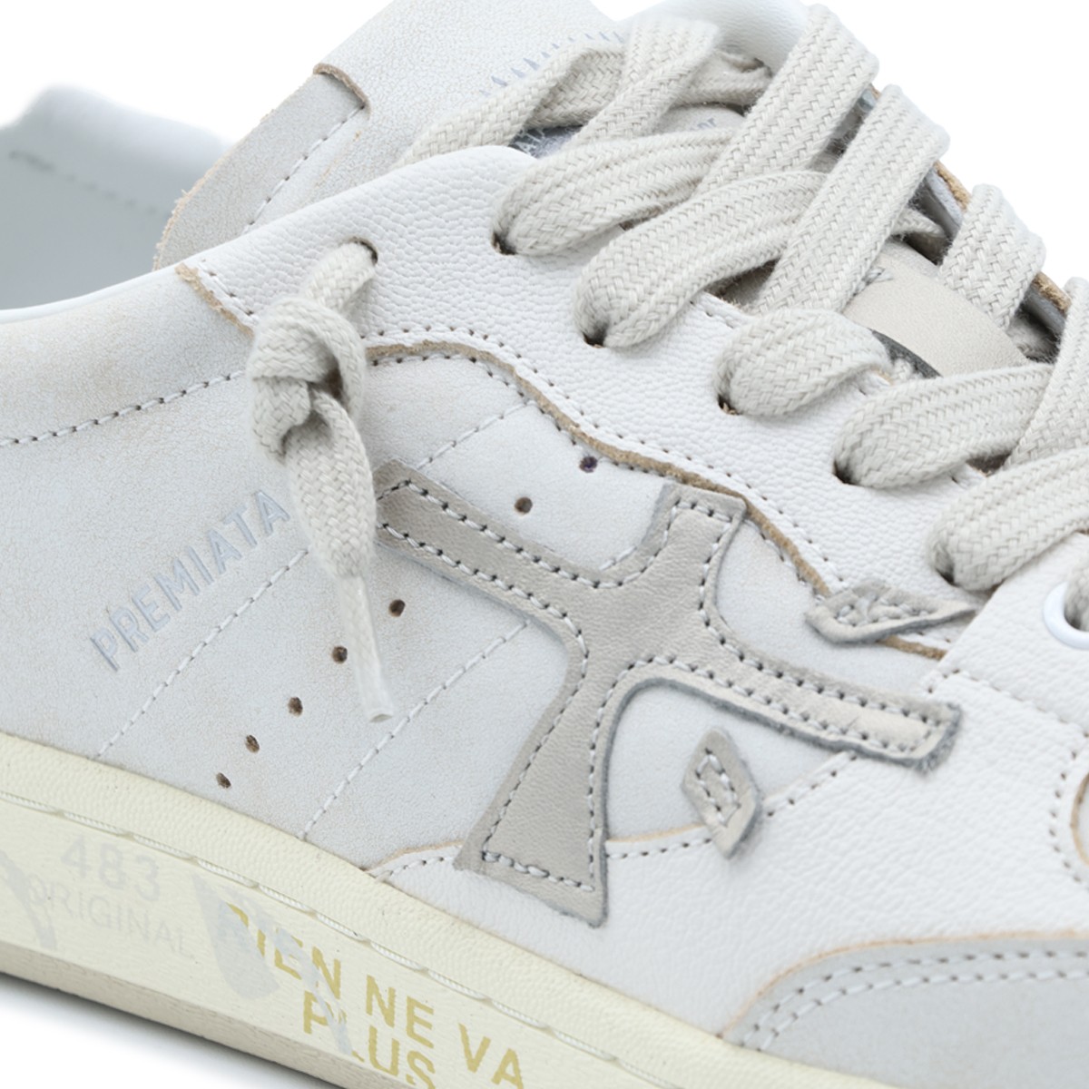 WHITE LEATHER CLAY SNEAKERS