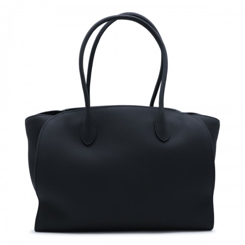 BLACK LEATHER MARLO 14 TOP HANDLE BAG