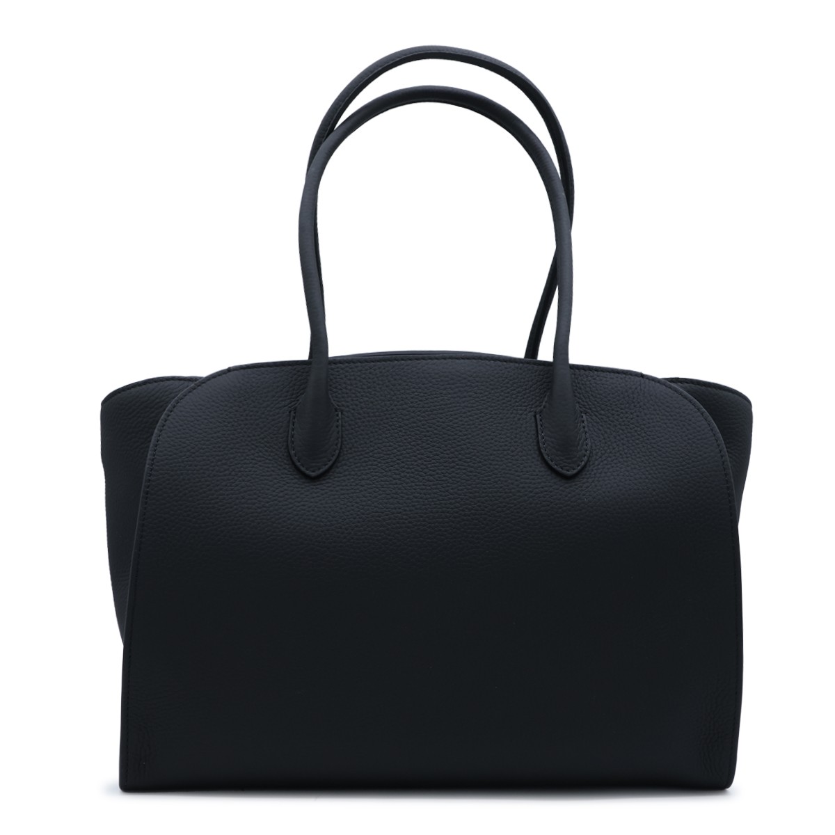 BLACK LEATHER MARLO 14 TOP HANDLE BAG